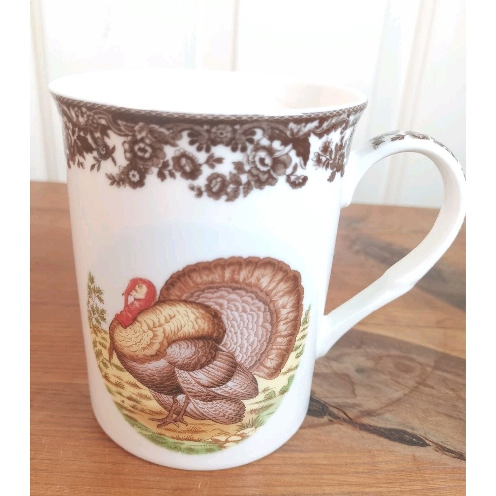 Spode Woodland Turkey Mug 16 oz Fine Earthenware S3422-A19 - Flaw/Chipped